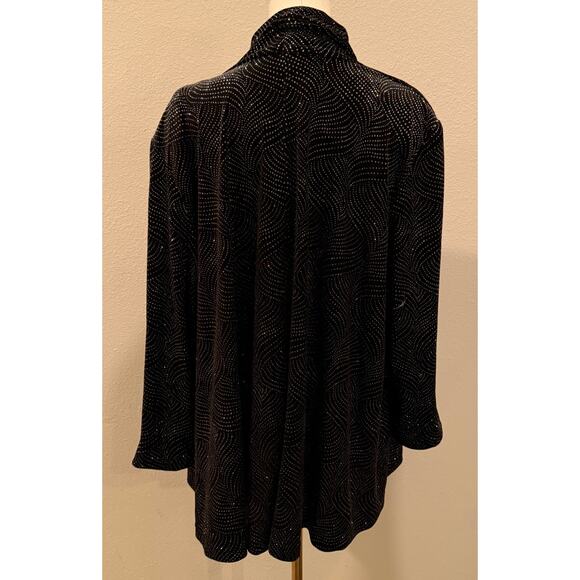 Vintage J.B.S. Black Velvet Rhinestone Cardigan Jacket 16 Glam Disco Holiday - Picture 5 of 9